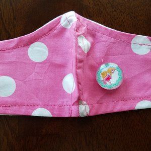 Face Mask KIDS Pink Polka Dots Removable Princess